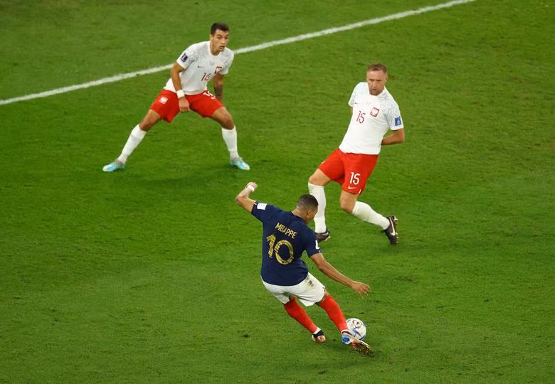 France's Kylian Mbappe scores their second goal. REUTERS/Lee Smith