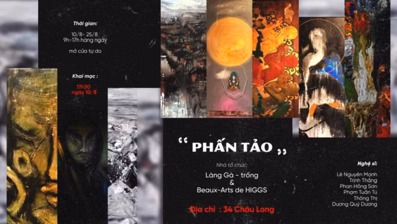 Dr. Trinh Thang's paintings are on display at the exhibition "Phan tao".