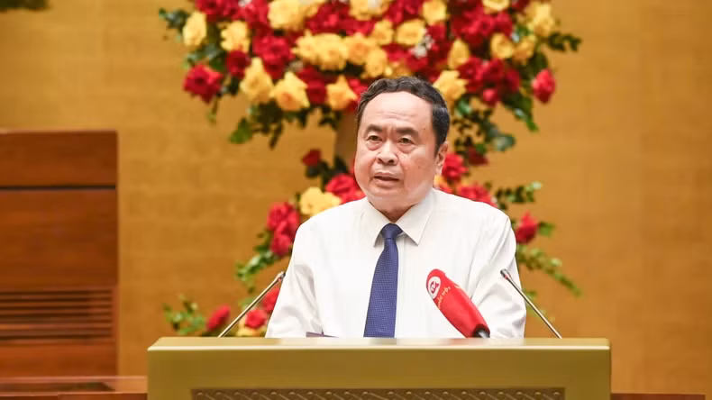 NA Chairman Tran Thanh Man speaks at the scientific conference in Hanoi on August 29. (Photo: NDO)