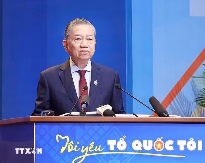 Party General Secretary To Lam speaks at the plenary session of the ninth National Congress of the Vietnam Youth Federation. (Photo: VNA) 