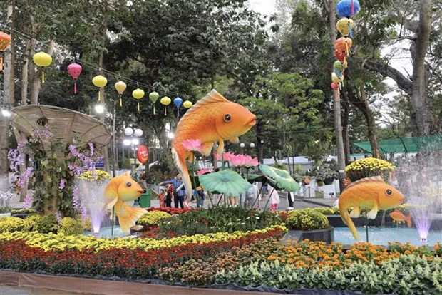 The 44th spring flower festival kicks off at Tao Dan Park in Ho Chi Minh City on February 6 evening. (Photo: VNA) 