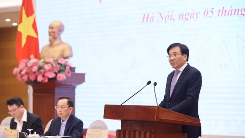 Minister-Chairman of the Government Office Tran Van Son speaks at the conference. (Photo: VGP)