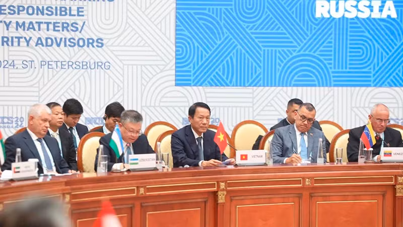 Minister of Public Security Sen. Lieut. Gen. Luong Tam Quang attends the 14th meeting of BRICS high-ranking officials responsible for security matters (Photo: NDO)
