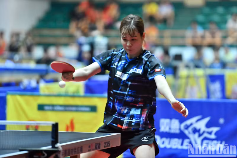Table tennis beauty Nguyen Thi Nga competes with great determination at the 2024 Nhan Dan Newspaper National Table Tennis Championships. Table tennis beauty Nguyen Thi Nga competes with great determination at the 2024 Nhan Dan Newspaper National Table Tennis Championships.
