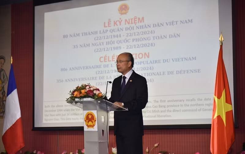 Vietnamese Ambassador Dinh Toan Thang speaks at the celebration on December 17. (Photo: VNA) 