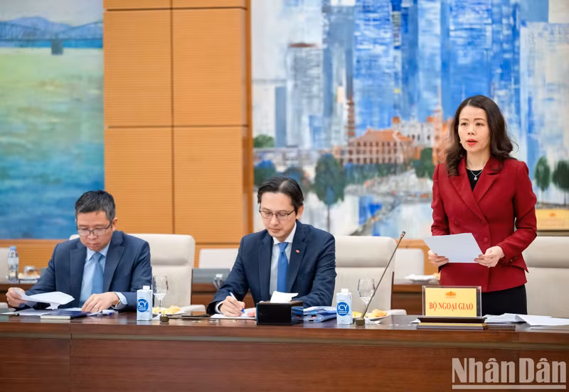 Deputy Minister of Foreign Affairs Nguyen Minh Hang speaks at the meeting.