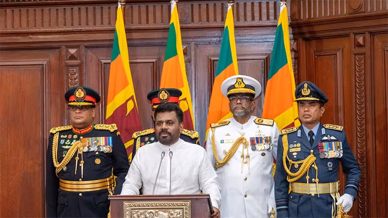 Anura Kumara Dissanayake speaks at a meeting following his inauguration on September 23, 2024. (Photo: Reuters)