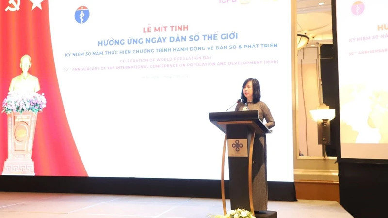 Minister of Health Dao Hong Lan speaks at the meeting. (Photo courtesy of Communist Party of Vietnam Online Newspaper)