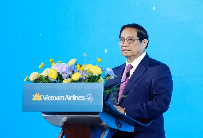 Prime Minister Pham Minh Chinh speaks at the ceremony. (Photo: VNA)