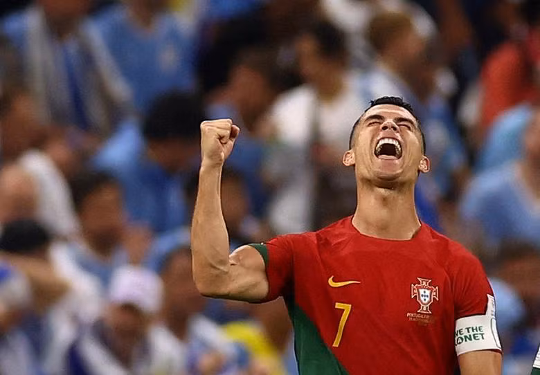 Portugal's Cristiano Ronaldo celebrates scoring their first goal against Uruguay. (Photo: REUTERS)