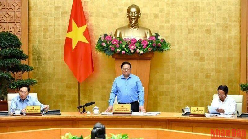 Prime Minister Pham Minh Chinh speaks at the meeting. (Photo: NDO)