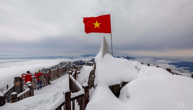 Snow covers Mount Fansipan (Photo: To Ba Hieu)