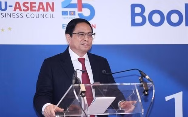 Prime Minister Pham Minh Chinh speaks at 10th ASEAN-EU Business Summit (Photo: VNA)