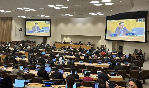 Vietnamese Ambassador Dang Hoang Giang addresses a meeting of the UN. (Photo: VNA)