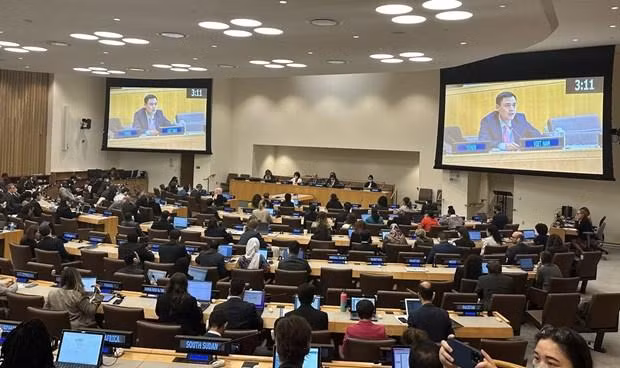 Vietnamese Ambassador Dang Hoang Giang addresses a meeting of the UN. (Photo: VNA)
