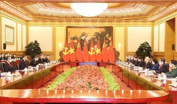 Talks between Party General Secretary Nguyen Phu Trong and Chinese Party General Secretary and State President Xi Jinping (Photo: VNA)