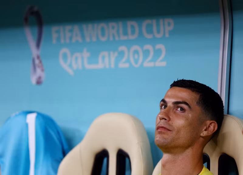 Portugal's Cristiano Ronaldo on the substitutes bench before the match. (Photo: REUTERS)