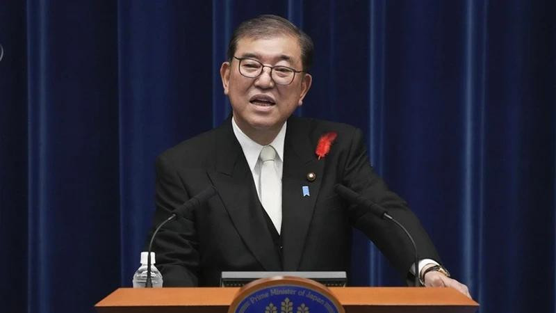 Prime Minister Ishiba Shigeru speaks at a press conference in Tokyo. (Photo: Kyodo/VNA)