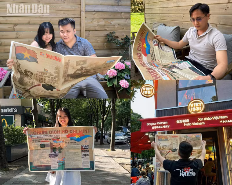 According to Dau Xuan Viet (top left), “reading this special edition on the 50th anniversary of the April 30 Victory, we felt an overwhelming sense of national pride. Every page and image evoked the glorious milestone of national reunification in 1975. This publication inspires gratitude toward those who came before us and instils a sense of responsibility to safeguard our nation in today’s youth.” Readers Tran Dinh Hoang (top right) and Pham Thi Oanh (bottom left), along with many other readers, express a shared hope that Nhan Dan Newspaper will continue producing meaningful publications that honour the Vietnamese people and homeland. According to Dau Xuan Viet (top left), “reading this special edition on the 50th anniversary of the April 30 Victory, we felt an overwhelming sense of national pride. Every page and image evoked the glorious milestone of national reunification in 1975. This publication inspires gratitude toward those who came before us and instils a sense of responsibility to safeguard our nation in today’s youth.” Readers Tran Dinh Hoang (top right) and Pham Thi Oanh (bottom left), along with many other readers, express a shared hope that Nhan Dan Newspaper will continue producing meaningful publications that honour the Vietnamese people and homeland.