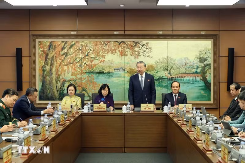 Party General Secretary To Lam speaks at a group discussion held as part of the National Assembly's 9th session on May 5 morning. (Photo: VNA) 
