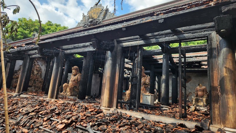Pho Quang Pagoda (Phu Tho Province) is damaged after a fire. (Photo: Department of Cultural Heritage)