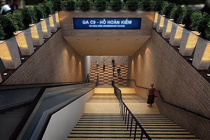 Perspective view of Station C9 of Urban Railway Line No. 2’s Nam Thang Long – Tran Hung Dao section (Phase 1).
