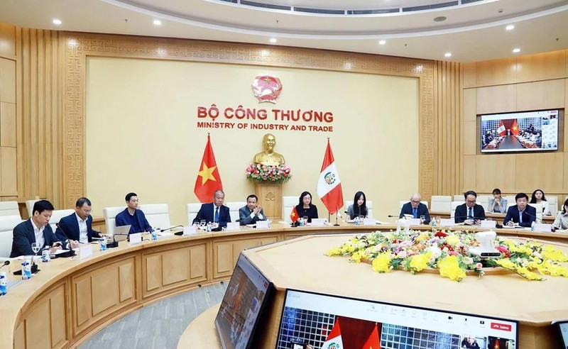 At the virtual session of the Vietnam-Peru Intergovernmental Committee (Photo: Vietnam Ministry of Industry and Trade)