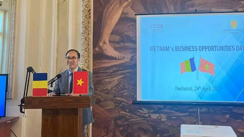 Vietnamese Ambassador to Romania Do Duc Thanh, speaks at the event. (Photo: Vietnamese Embassy in Romania)