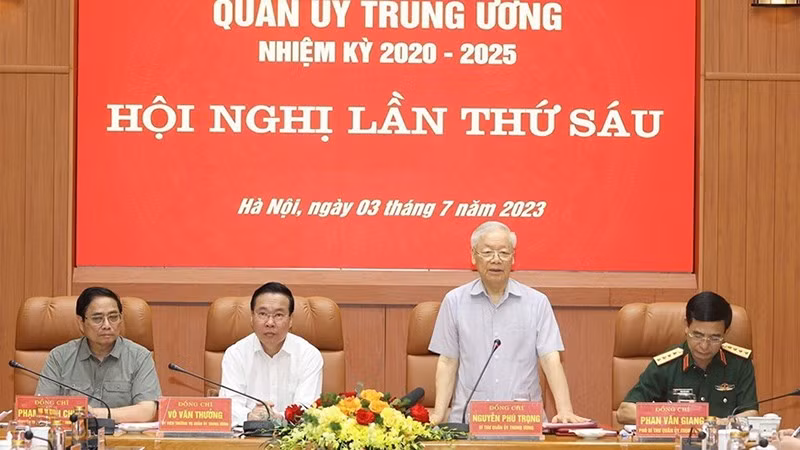 Party General Secretary Nguyen Phu Trong speaks at the meeting. (Photo: VNA)