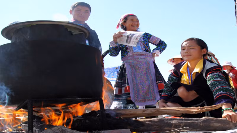 The sticky rice is cooked into 'xoi' (sticky rice dish).