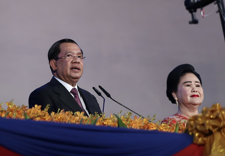 Prime Minister of Cambodia Samdech Techo Hun Sen speaks at the opening ceremony of the 32nd SEA Games.