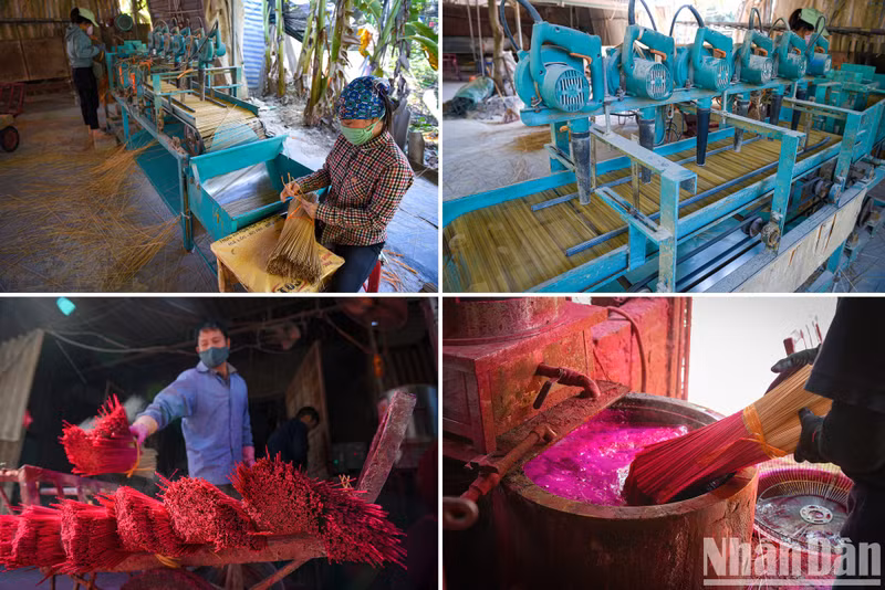 The stages of making incense sticks are a combination of both machines and manual methods.