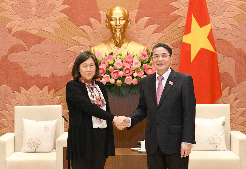 NA Vice Chairman Nguyen Duc Hai receives US Trade Representative Katherine Tai. (Photo: quochoi.vn)