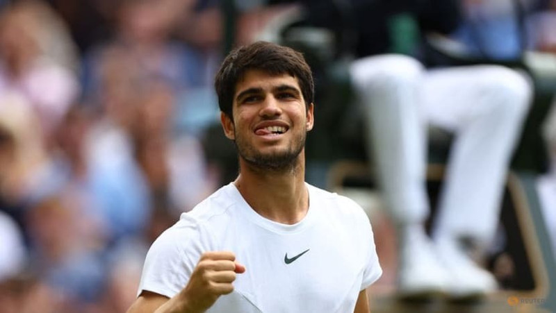 Tennis - Wimbledon - All England Lawn Tennis and Croquet Club, London, Britain - July 12, 2023 Spain's Carlos Alcaraz celebrates after winning his quarter final match against Denmark's Holger Rune. (Photo: Reuters)