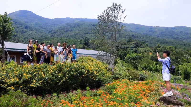 Visitors to Binh Lieu Flower Cooperative in Cao Son Village, Hoanh Mo Commune.