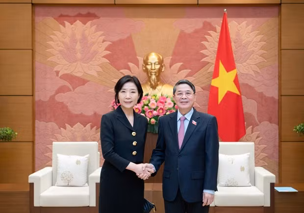National Assembly (NA) Vice Chairman Nguyen Duc Hai (R) and RoK Ambassador to Vietnam Oh Young-ju (Photo: VNA) 