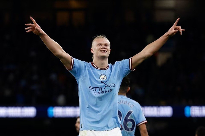 Manchester City’s Erling Haaland celebrates scoring their second goal. (Photo: Reuters)