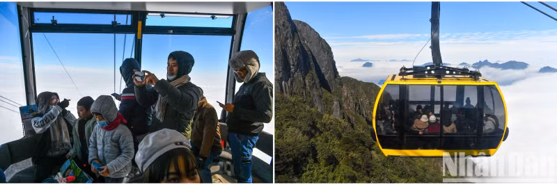 Sitting in the cable car, visitors are truly overwhelmed when they see a scene of clouds sea in front of their eyes.