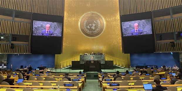 Minister Counsellor and deputy head of the Permanent Delegation of Vietnam to the UN Nguyen Hoang Nguyen speaks at the event. (Photo: VNA)