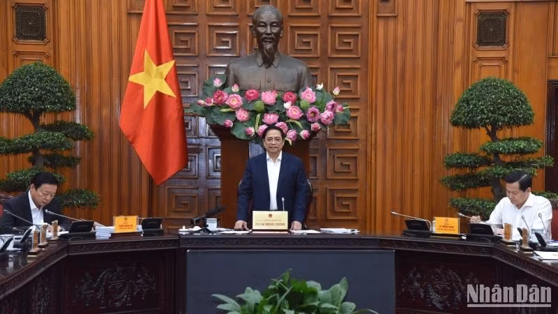 Prime Minister Pham Minh Chinh sepaking at the meeting (Photo: NDO)