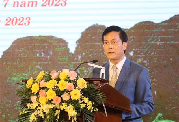 Deputy Minister of Foreign Affairs Ha Kim Ngoc speaks at the event. (Photo: VNA)