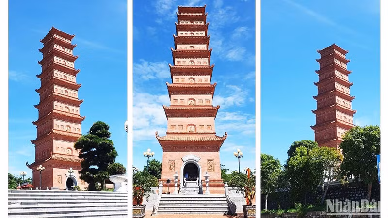 The tower has a square shape, consists of 9 floors and is 37.14m high. It was built with bricks and stones of different sizes. The unique decorative patterns represent the typical art of the Ly Dynasty. The statue of Amitabha Buddha, which is located in the tower’s heart, was modelled after the Amitabha Buddha statue at Phat Tich Pagoda (Bac Ninh).