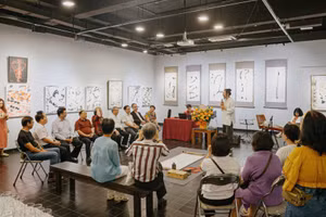The exhibition features paintings, poetry and music. (Photo: Organisers)