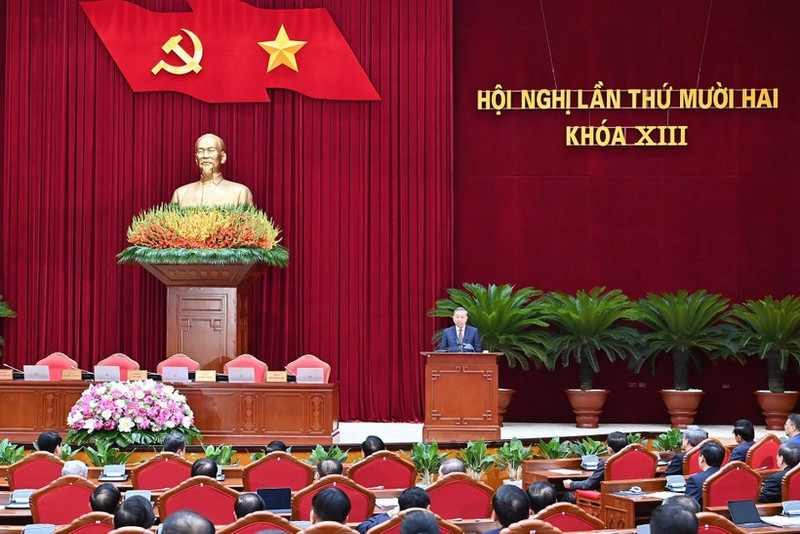 Party General Secretary To Lam speaks at the closing ceremony of the 13th Party Central Committee's 12th plenum (Photo: VNA)