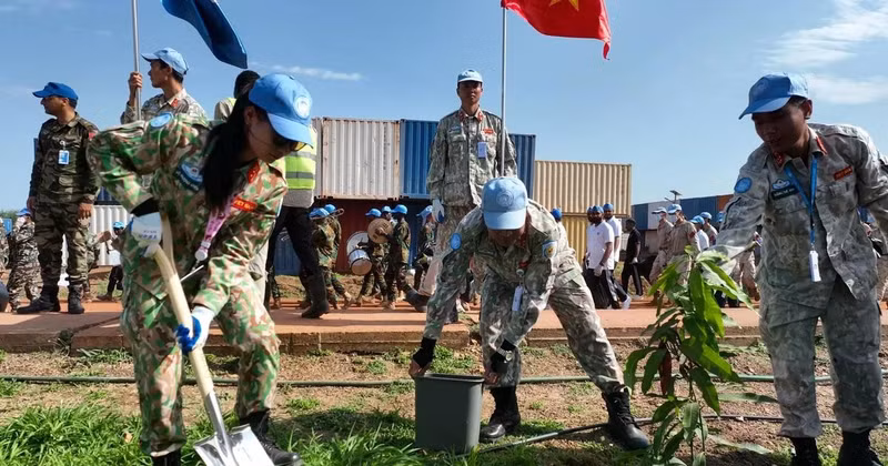 Vietnam’s Engineering Unit Rotation 3 plants trees within their compound.