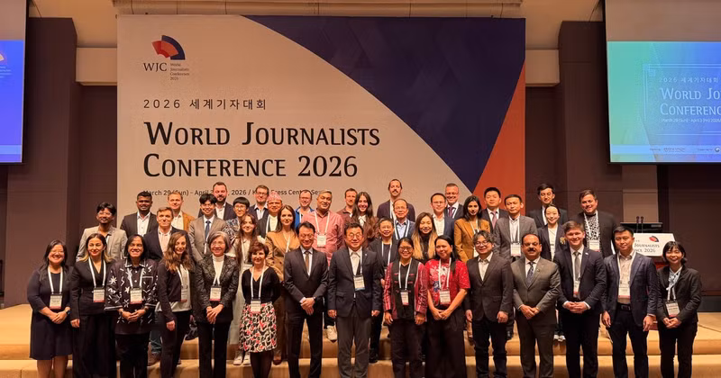 Journalists attend the 2026 World Journalists Conference in the RoK. (Photo: the Organising Committee) 