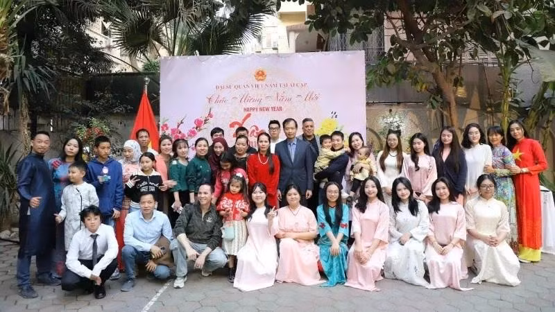 The delegates attending the Homeland Spring programme in Egypt. (Photo courtesy of Vietnamese Embassy in Egypt)