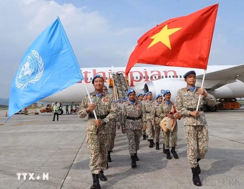 Welcome ceremony for Vietnamese Engineering Unit No.2 returning from UNISFA Mission. (Photo: VNA)