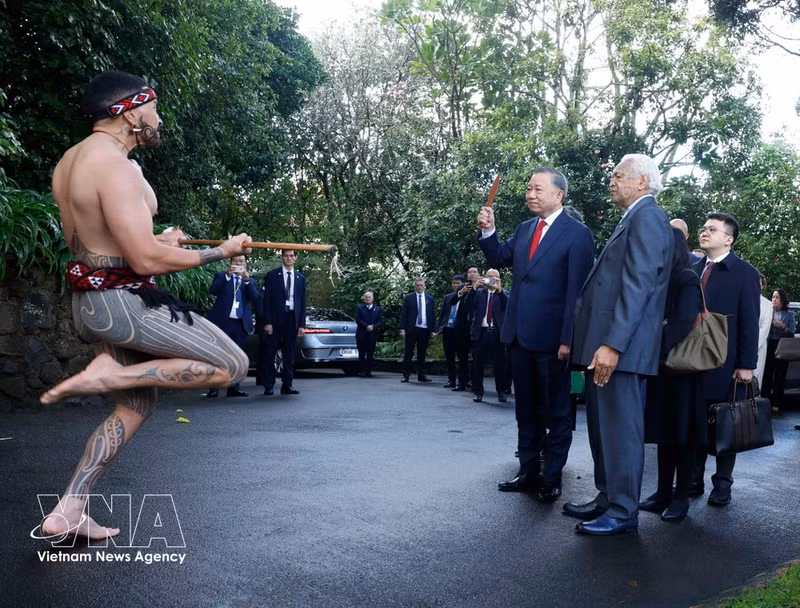 The traditional Māori welcome ceremony for General Secretary of the Communist Party of Viet Nam Central Committee and President of Viet Nam To Lam (Photo: VNA)