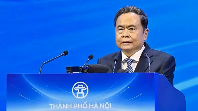 National Assembly Chairman Tran Thanh Man speaks at the conference to announce the Capital Master Plan with a 100-year vision and promote investment opportunities for 2026 in the capital city. (Photo: NDO)